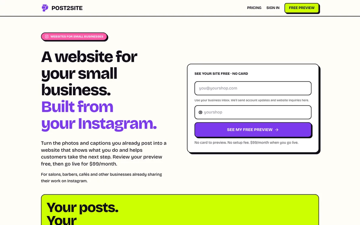 Post2Site screenshot
